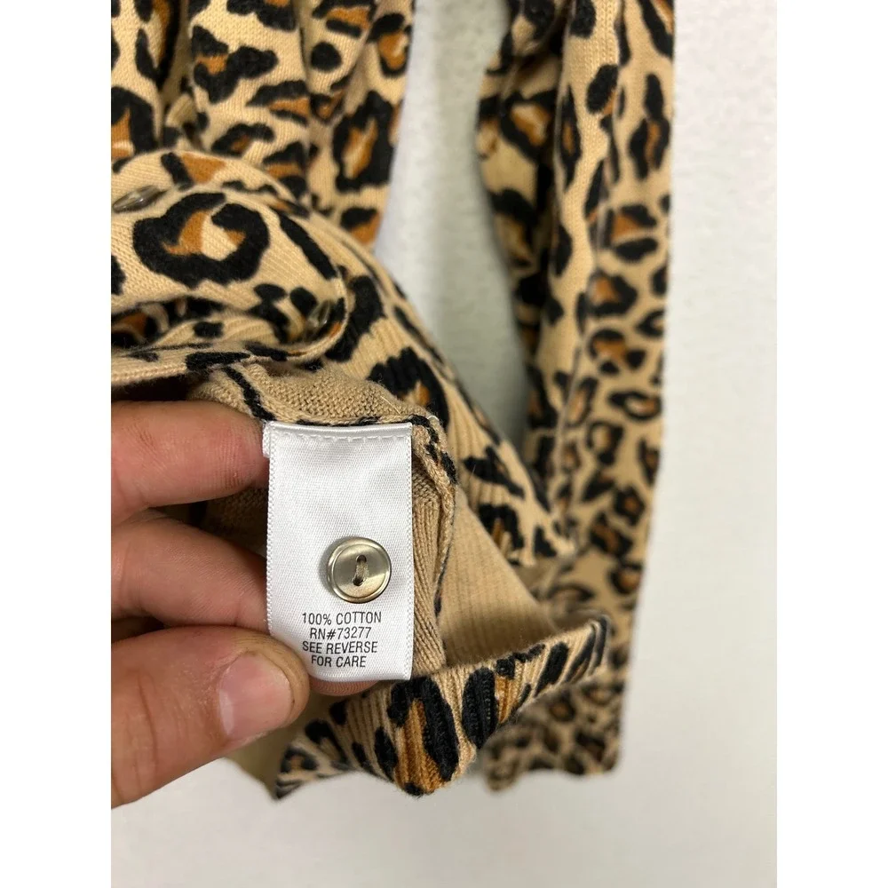 Animal Print Mob Wife Croft & Barrow Womens XL Tan Leopard Button Front Cardigan
